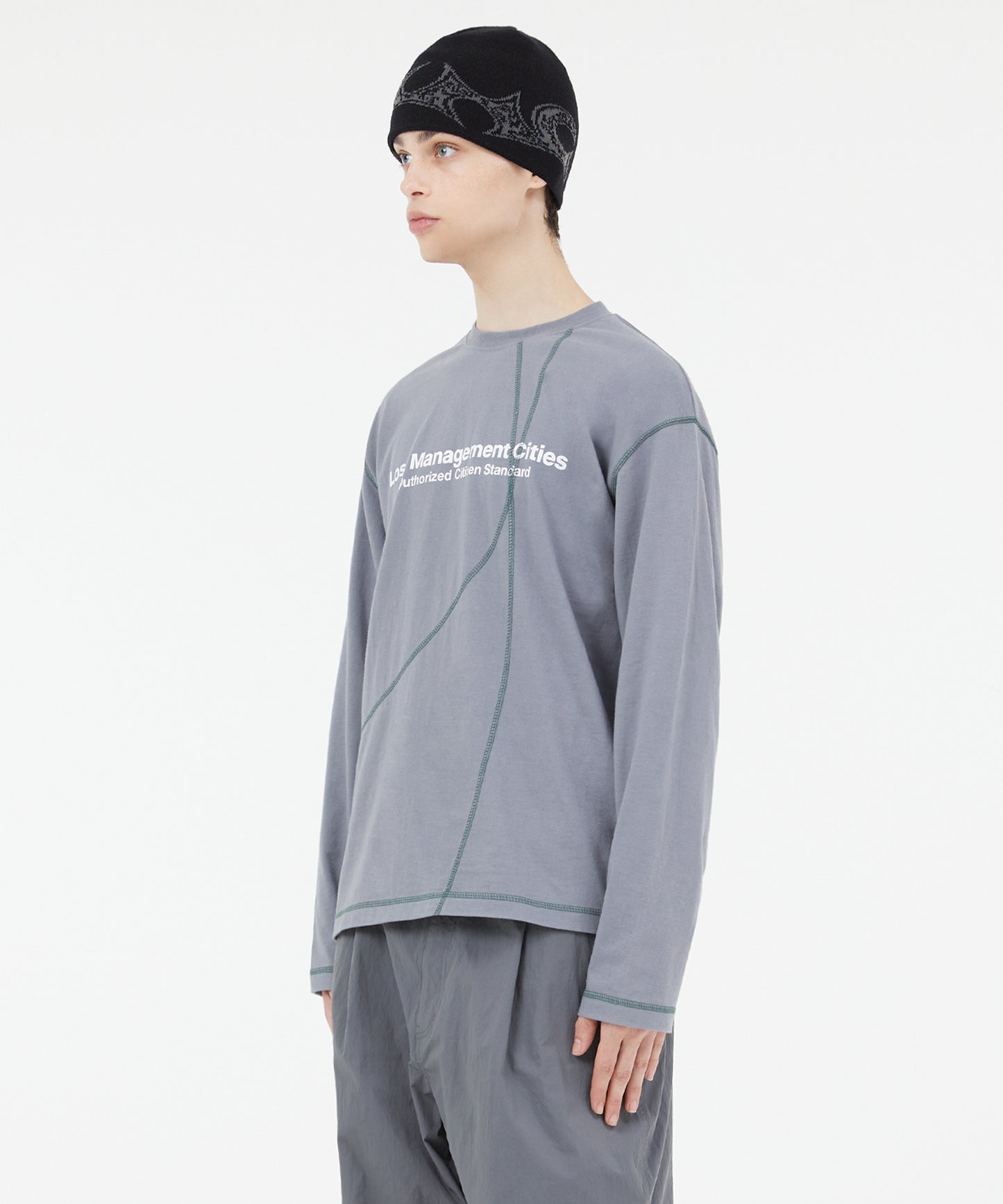 [LMC.] CNTRST CURVED LONG SLV TEE (2 color)