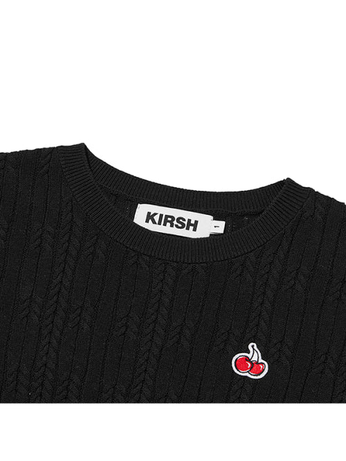 [KIRSH®] SMALL CHERRY CABLE CROP SHORT SLEEVE KNIT (3 color)