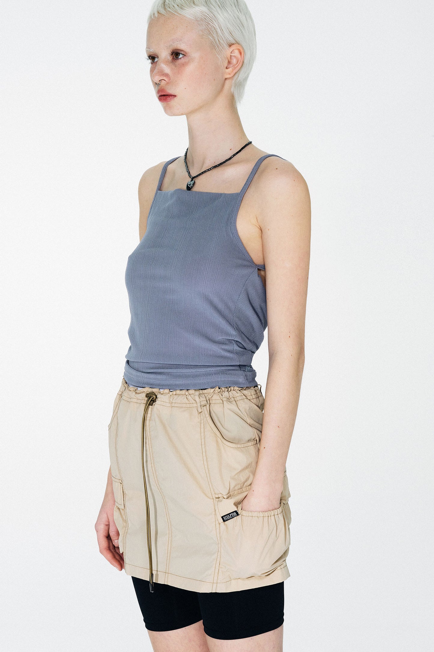 [SCULPTOR®] Parachute Mini Skirt Beige (2 color)