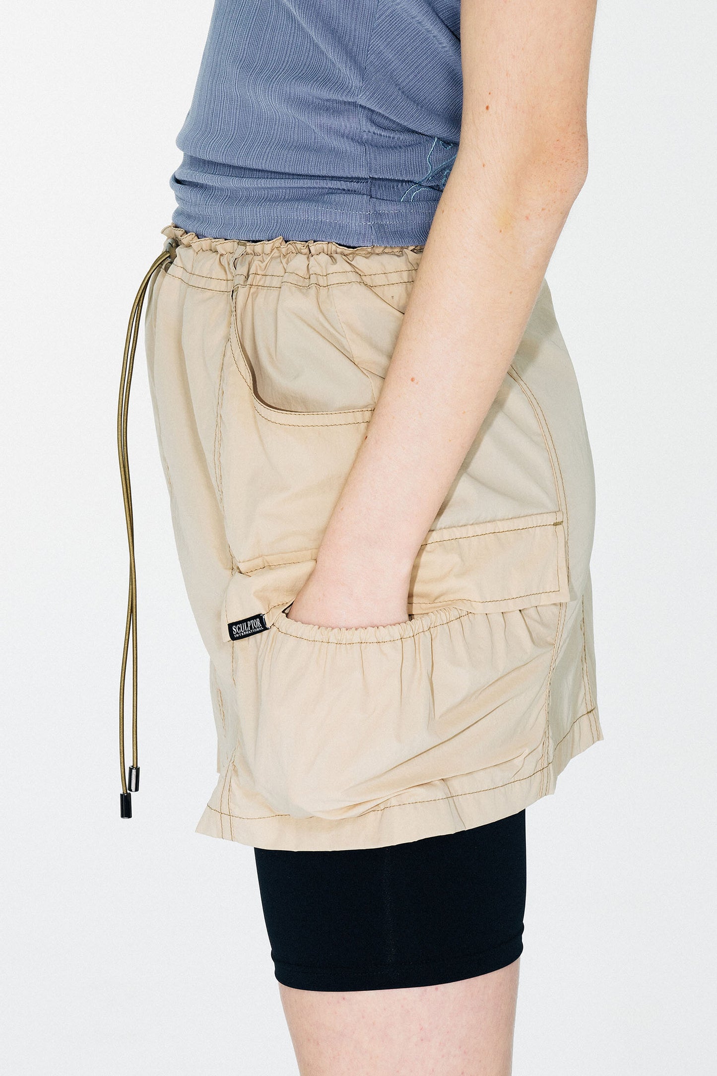 [SCULPTOR®] Parachute Mini Skirt Beige (2 color)