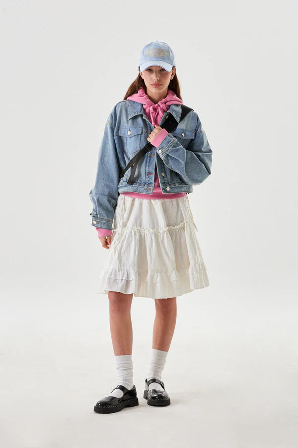 [KIRSH®] UNI WASHING CROP DENIM JACKET