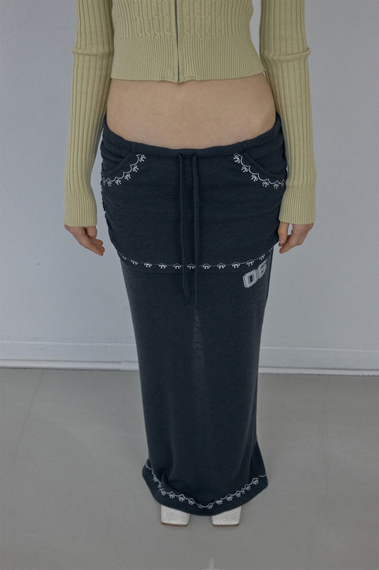 [SCULPTOR®] Shirring Layered Maxi Skirt (2 color)