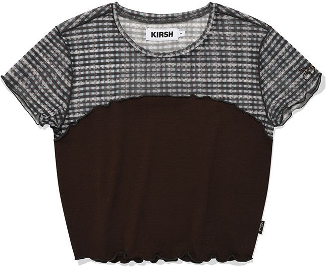 [KIRSH®] SMALL CHERRY MESH PATTERN COLOR MIX CROP TEE SHIRT (2 color)