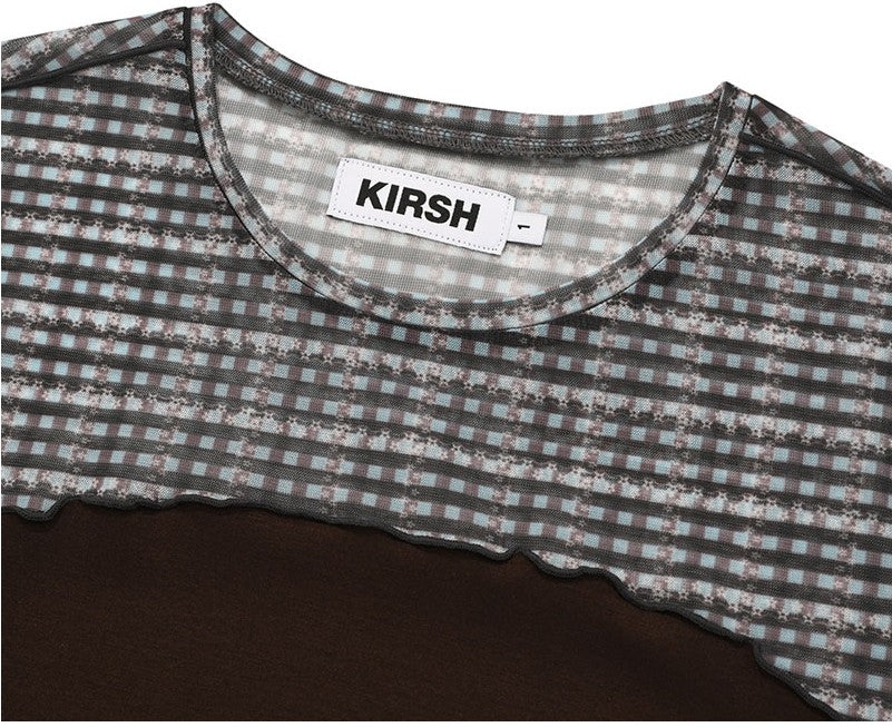 [KIRSH®] SMALL CHERRY MESH PATTERN COLOR MIX CROP TEE SHIRT (2 color)