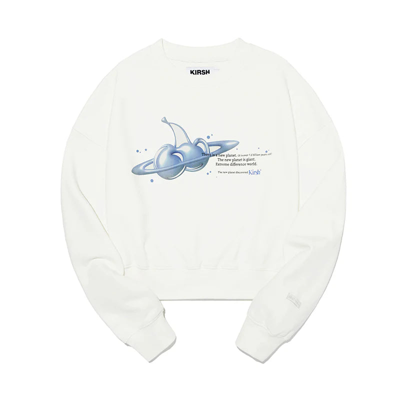 [KIRSH®] CHERRY PLANET GRAPHIC CROP SWEATSHIRT (2 color)