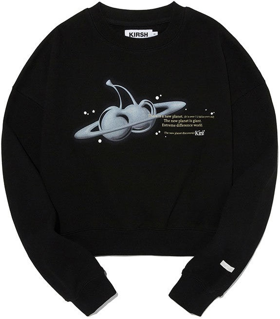 [KIRSH®] CHERRY PLANET GRAPHIC CROP SWEATSHIRT (2 color)