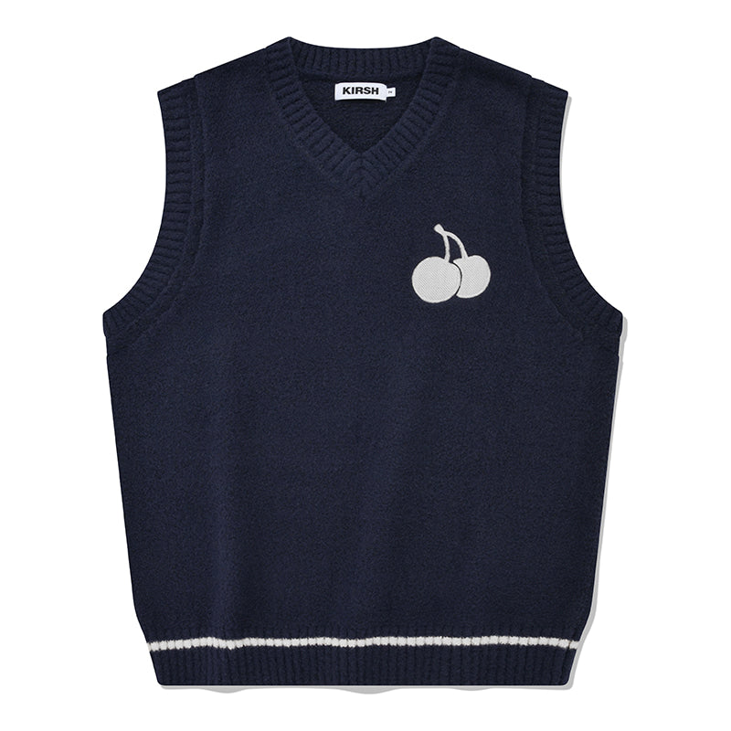 [KIRSH®] MIDDLE CHERRY V-NECK KNIT VEST (2 color)