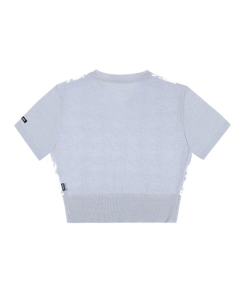 [𝐅𝐚𝐧𝐜𝐲 𝐜𝐥𝐮𝐛©] HOUNDSTOOTH CHECK CROPPED KNIT TOP (2 color)