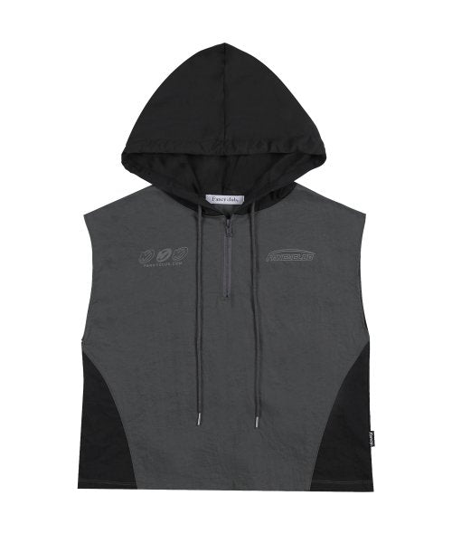 [𝐅𝐚𝐧𝐜𝐲 𝐜𝐥𝐮𝐛©] UTILITY NYLON HOODED VEST  (2 color)