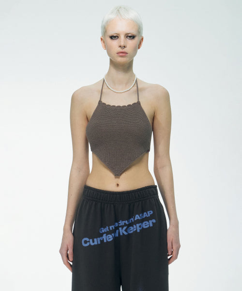 [SCULPTOR®] Backless Knit Halter Top (2 color)