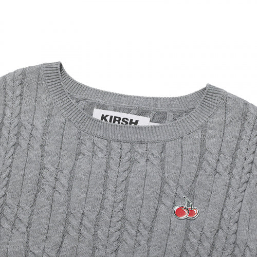 [KIRSH®] SMALL CHERRY CABLE CROP SHORT SLEEVE KNIT