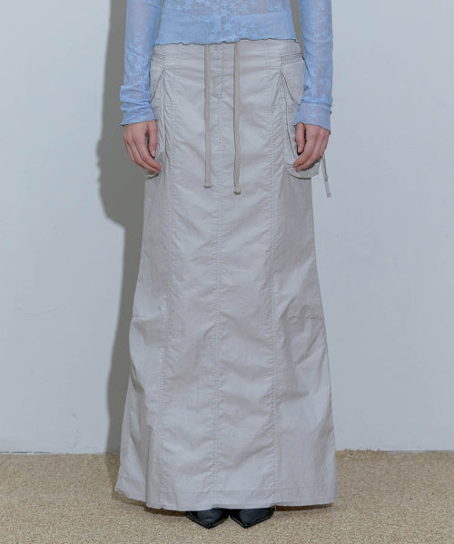 [SCULPTOR®] Parachute Cargo Maxi Skirt (2 color)