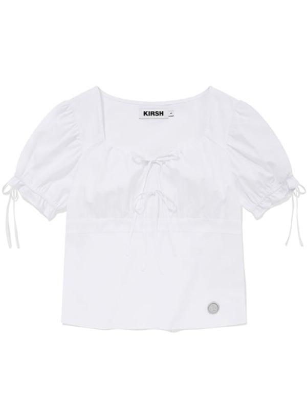 [KIRSH®] RIBBON SHIRRING SHORT SLEEVE BLOUSE (3 color)