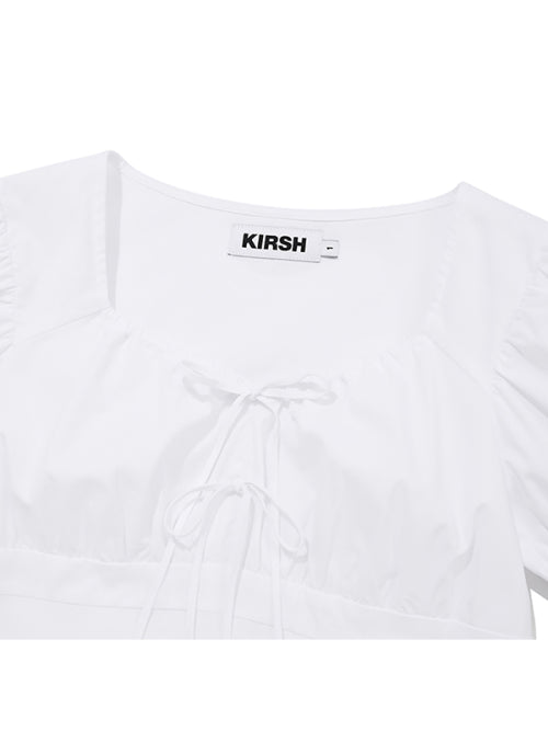 [KIRSH®] RIBBON SHIRRING SHORT SLEEVE BLOUSE (3 color)