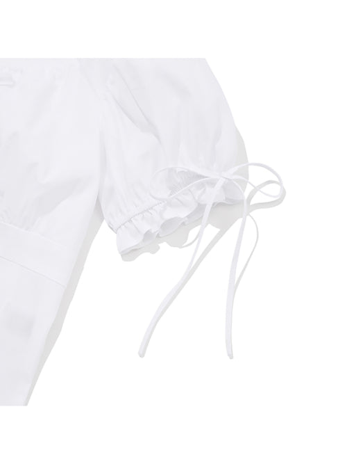 [KIRSH®] RIBBON SHIRRING SHORT SLEEVE BLOUSE (3 color)