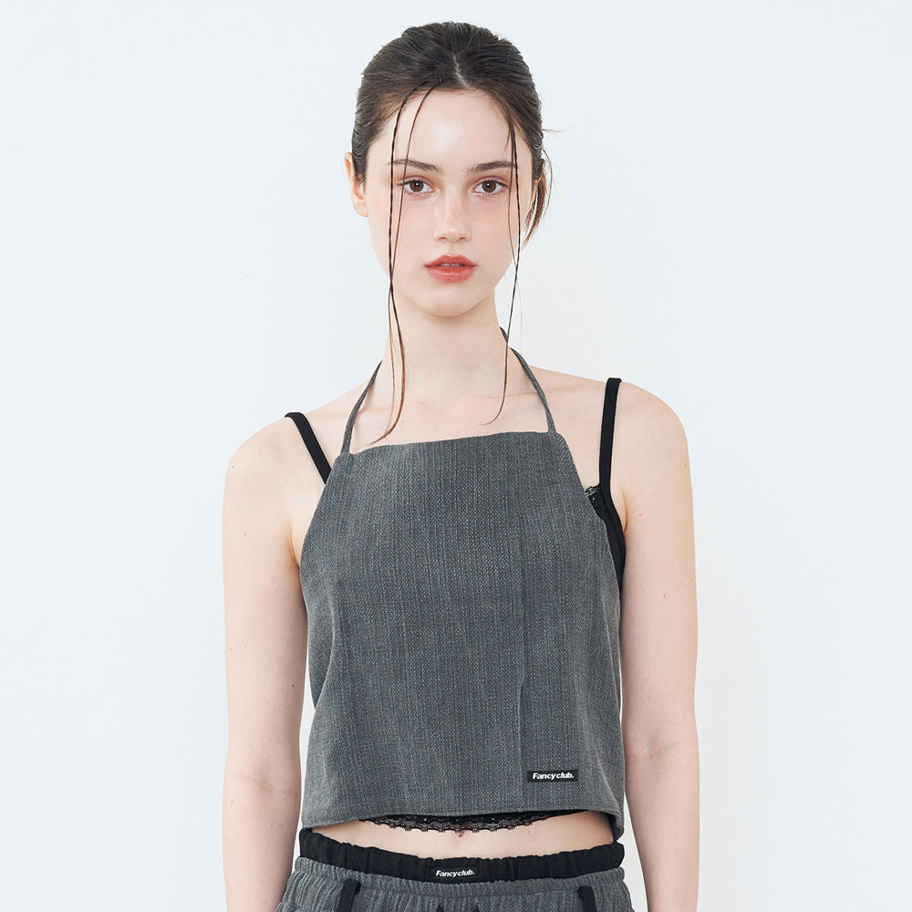 [𝐅𝐚𝐧𝐜𝐲 𝐜𝐥𝐮𝐛©] LAYERED HALTERNECK TOP (2 color)