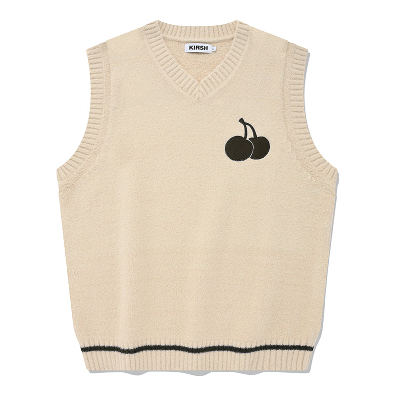 [KIRSH®] MIDDLE CHERRY V-NECK KNIT VEST (2 color)