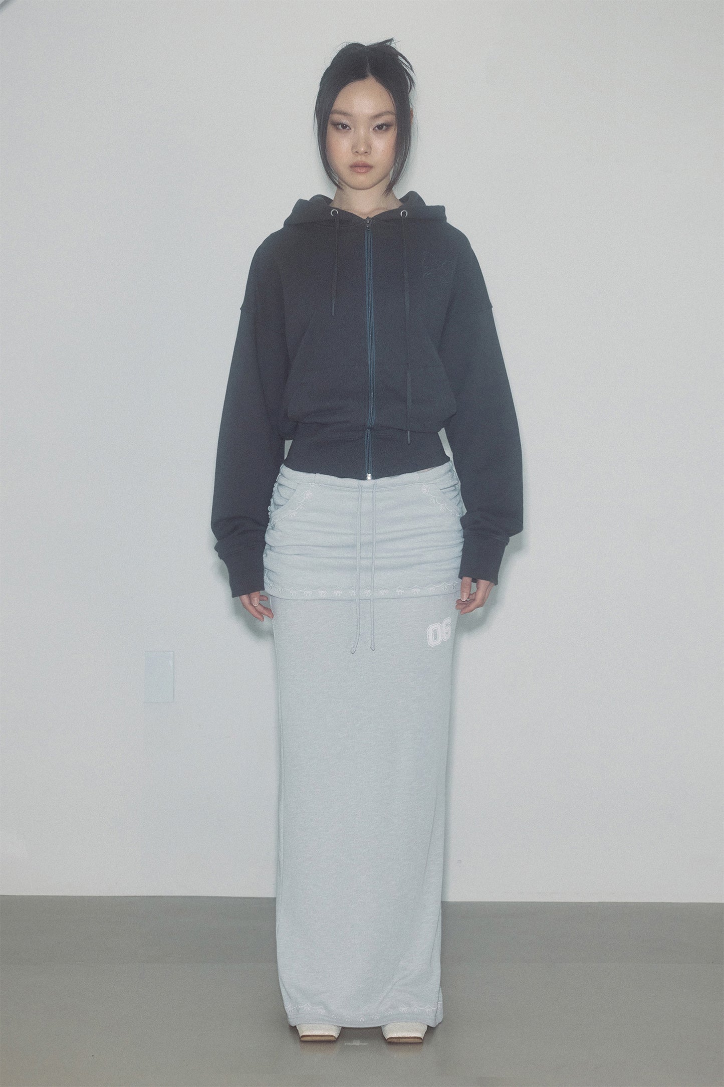 [SCULPTOR®] Shirring Layered Maxi Skirt (2 color)