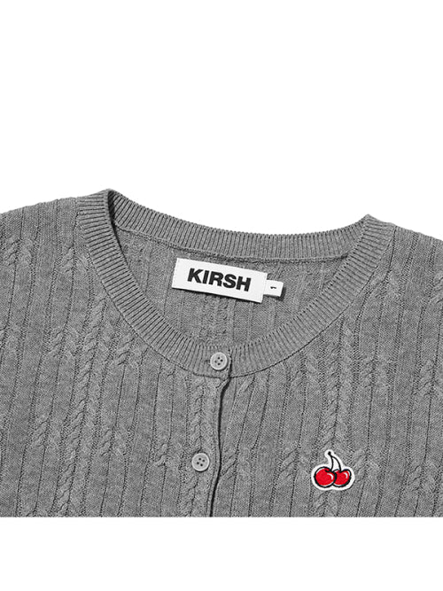 [KIRSH®] SMALL CHERRY CABLE CROP SHORT SLEEVE KNIT CARDIGAN (2 color)