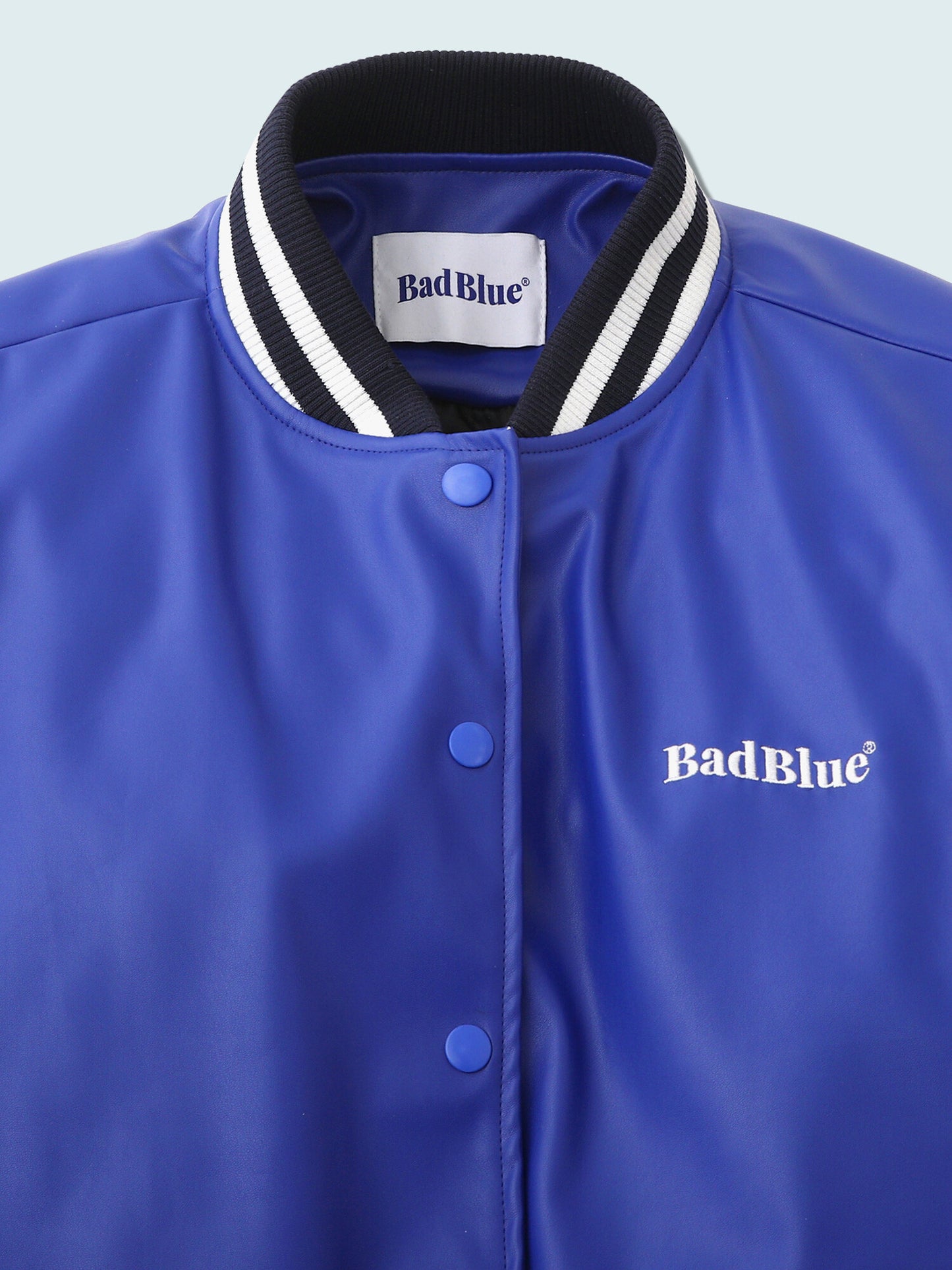 [BadBlue®]  Heart Patch Varsity Leather Jacket