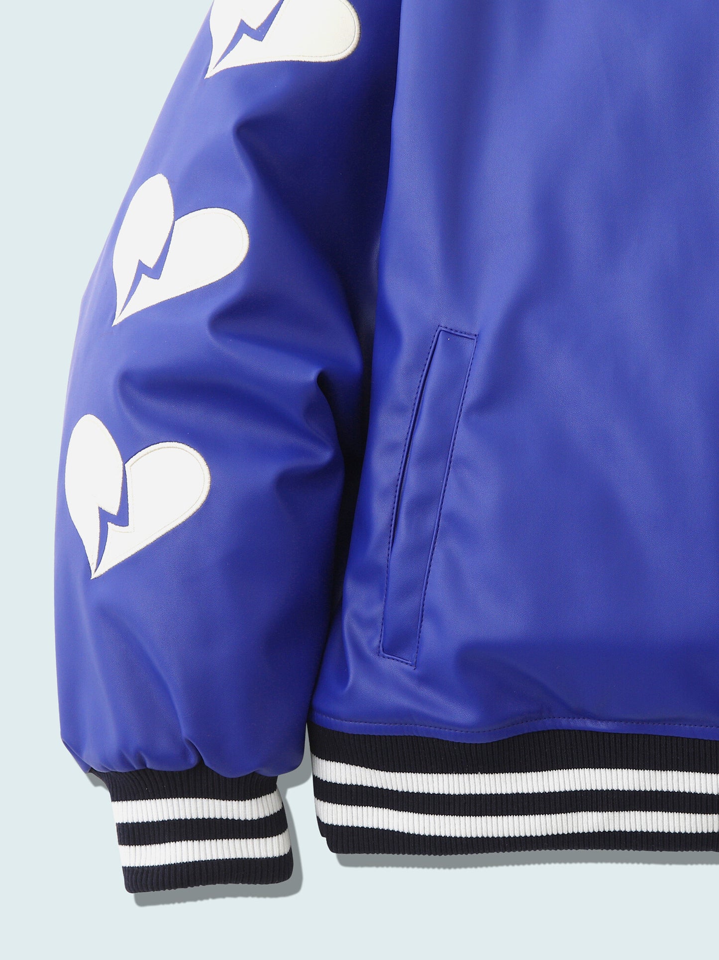 [BadBlue®]  Heart Patch Varsity Leather Jacket