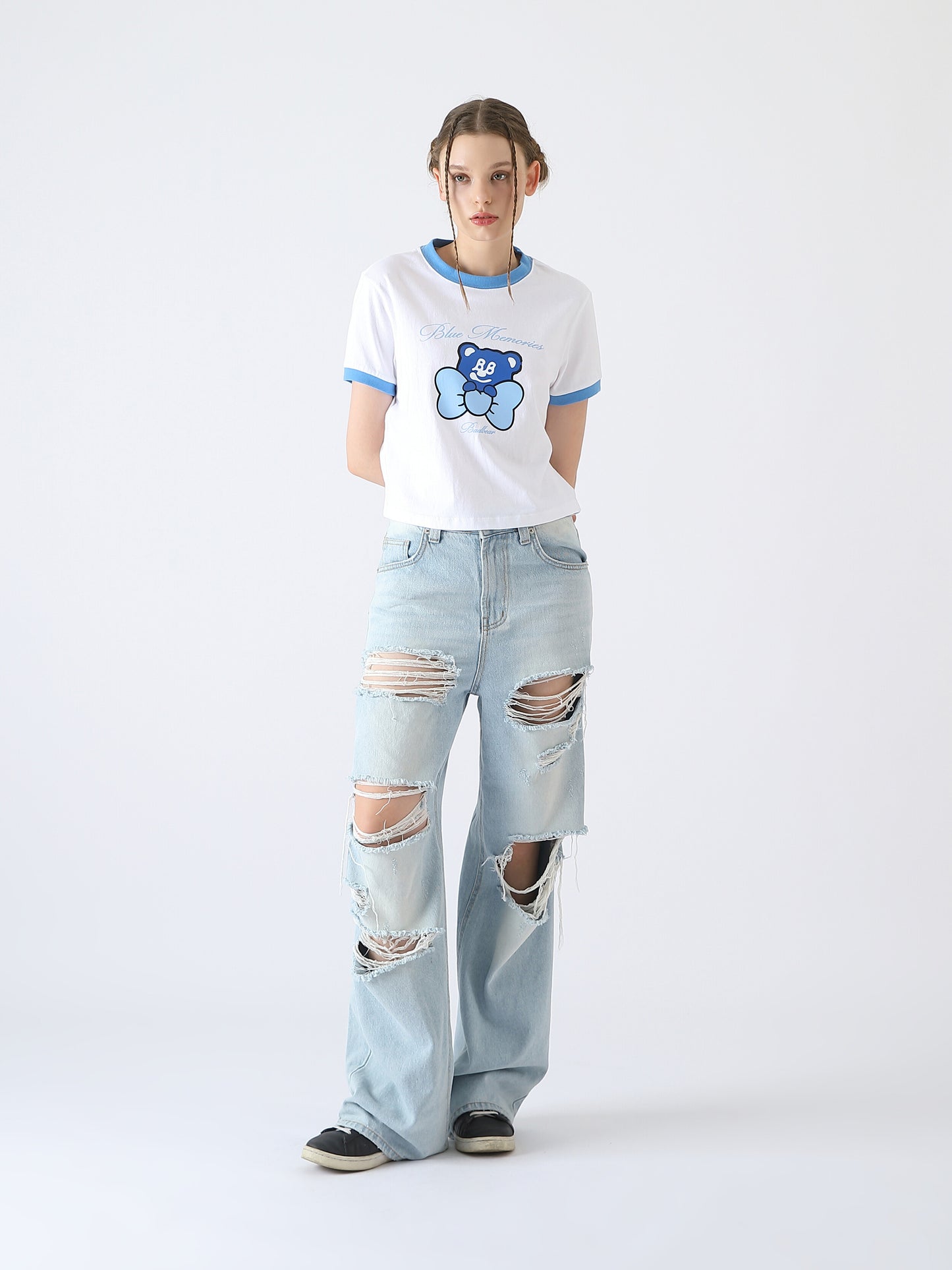 [BadBlue®] Ribbon BadBear Ringer Crop Tee