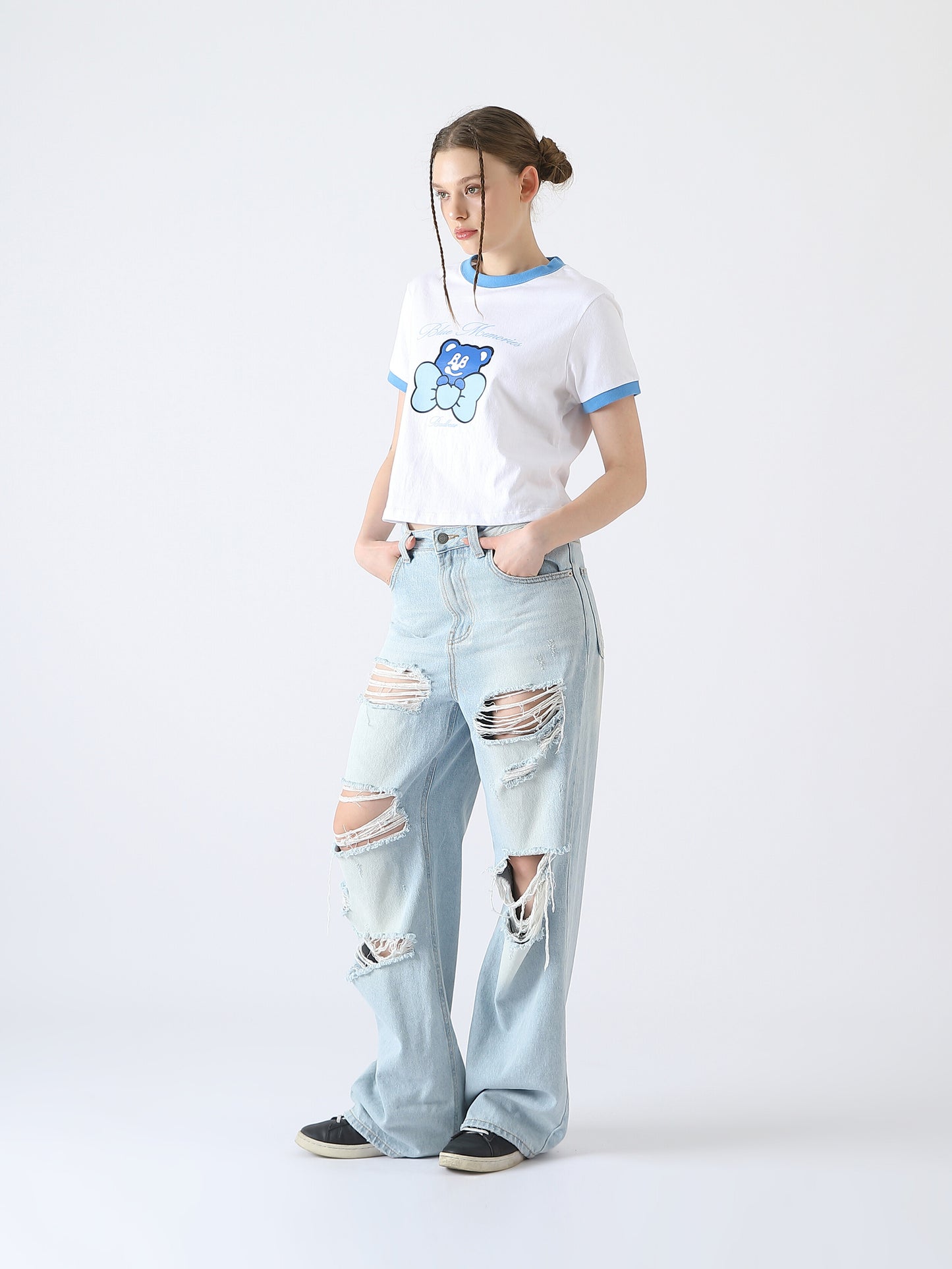 [BadBlue®] Ribbon BadBear Ringer Crop Tee