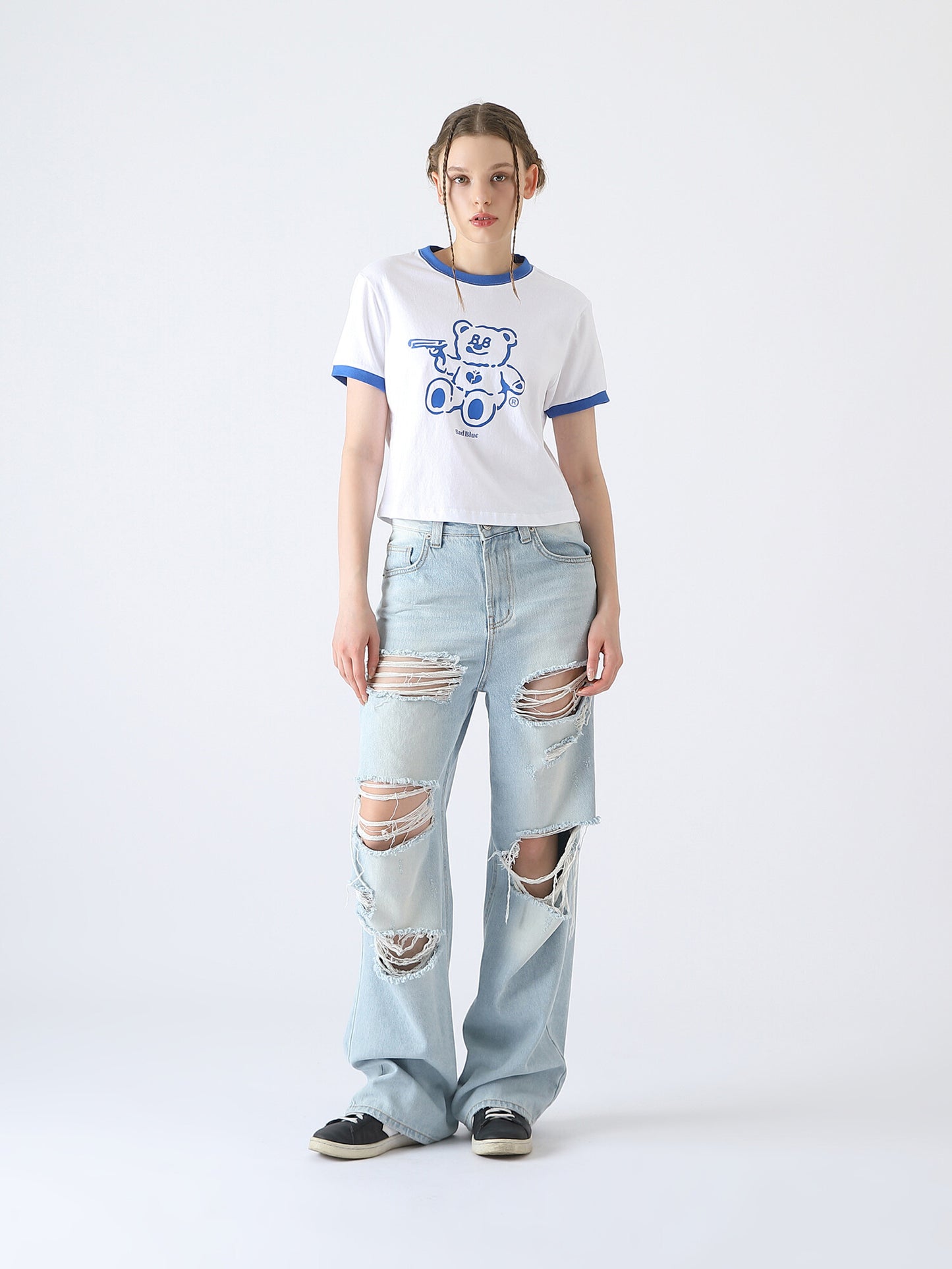 [BadBlue®] BadBear Ringer Crop Tee