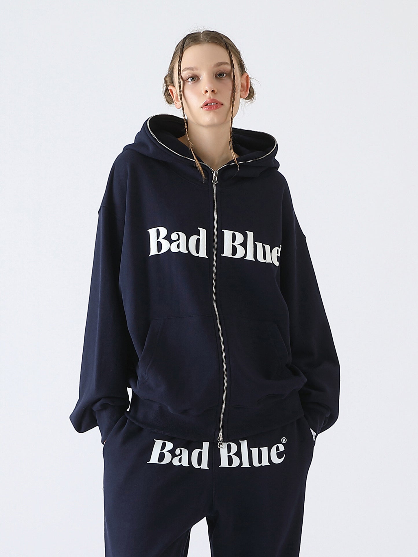 [BadBlue®] Logo Pull Zip Hoodie (2 color)