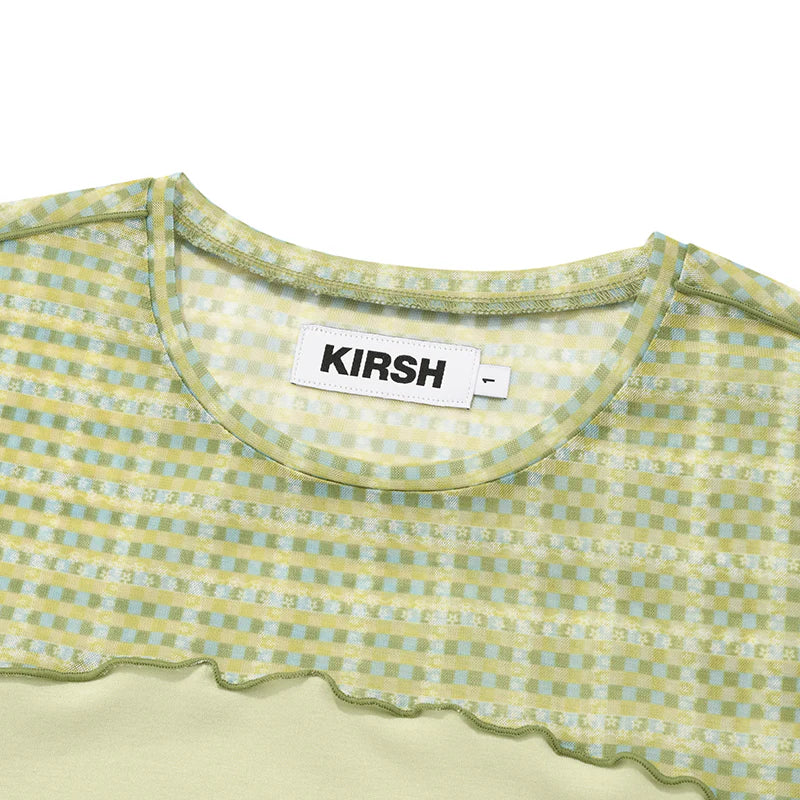 [KIRSH®] SMALL CHERRY MESH PATTERN COLOR MIX CROP TEE SHIRT (2 color)