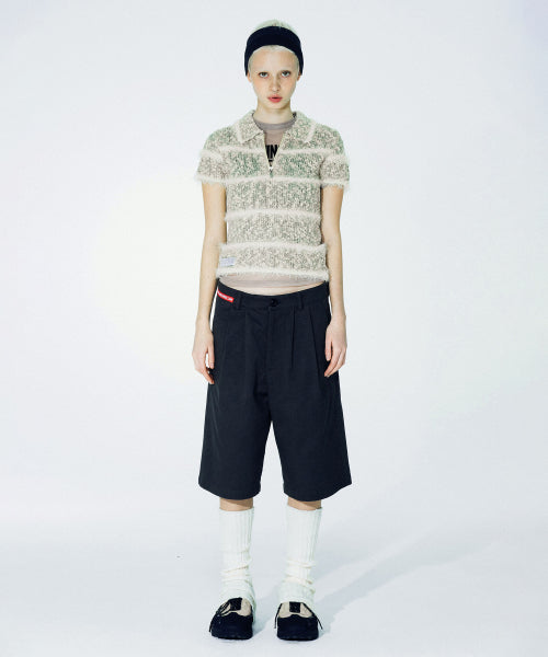 [SCULPTOR®] Mixed Yarn Collared Top (2 color)