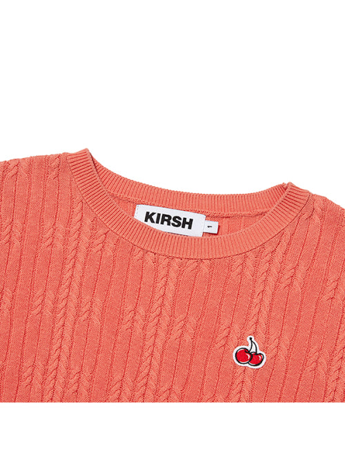 [KIRSH®] SMALL CHERRY CABLE CROP SHORT SLEEVE KNIT (3 color)