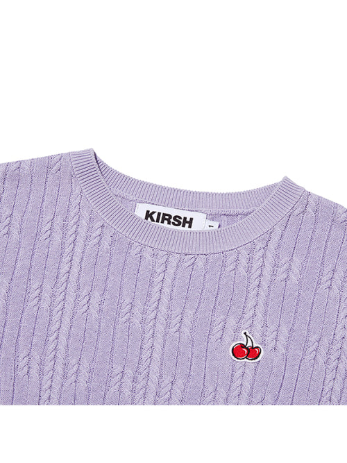 [KIRSH®] SMALL CHERRY CABLE CROP SHORT SLEEVE KNIT (3 color)