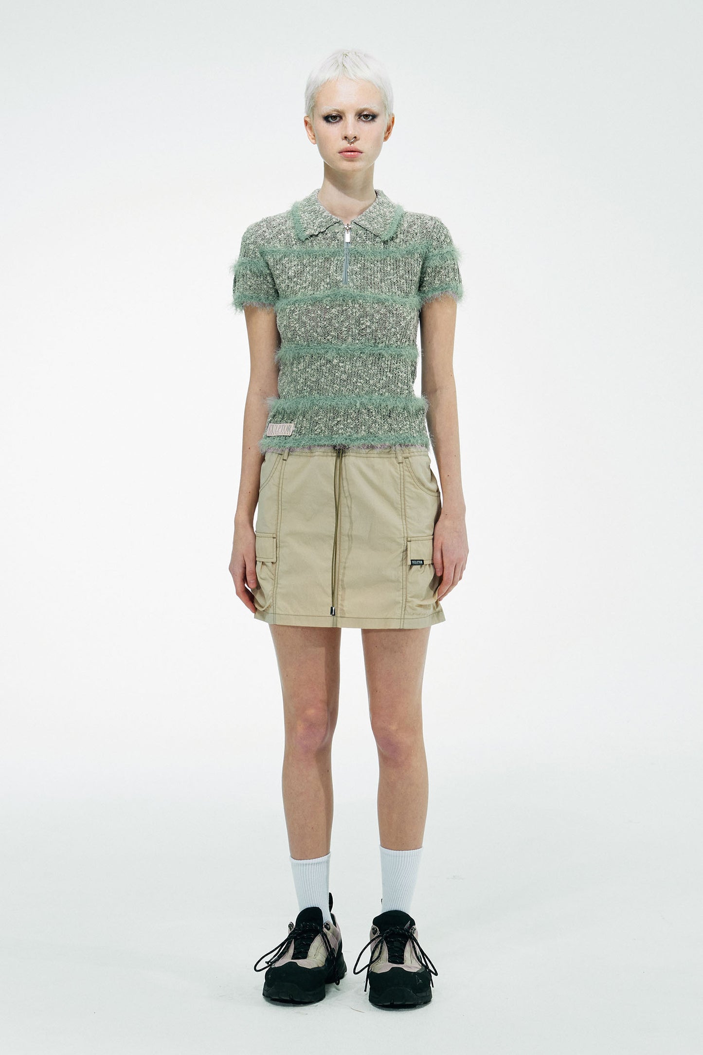 [SCULPTOR®] Mixed Yarn Collared Top (2 color)